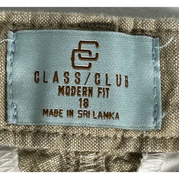 Class Club Modern Fit 8" Inseam Linen Blend Shorts Boys Sz 18 Tan Pockets Summer - Picture 3 of 7
